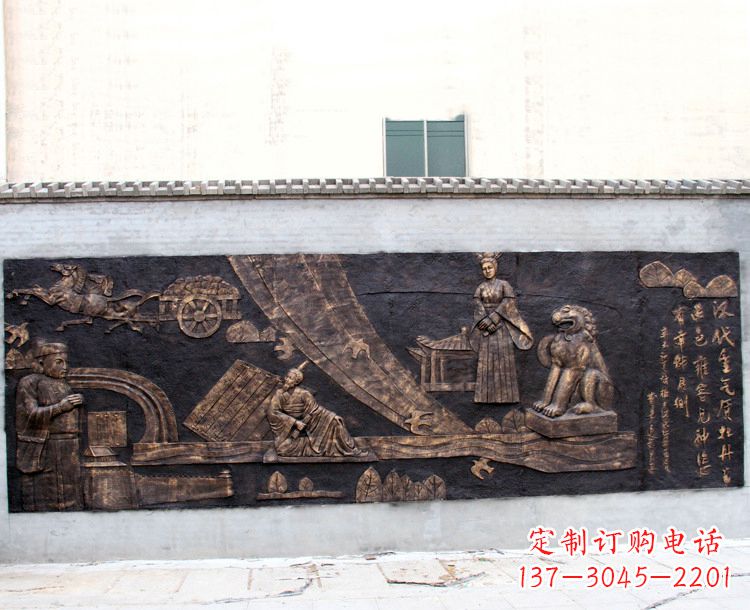 南阳“汉代重气质,牡丹留正色”中国传统文化浮雕壁画,玻璃钢仿铜园林墙壁装饰壁画