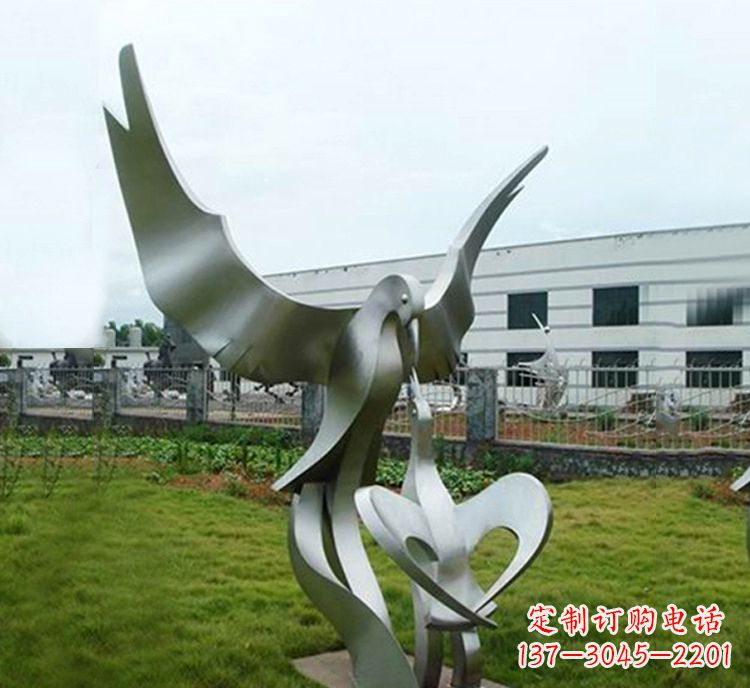南阳“喂食”不锈钢动物鸟类景观雕塑,公园校园中国文化传承雕塑