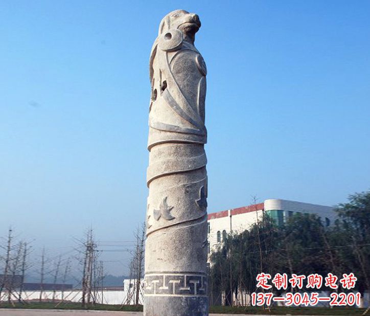 南阳12生肖石柱广场景观石雕