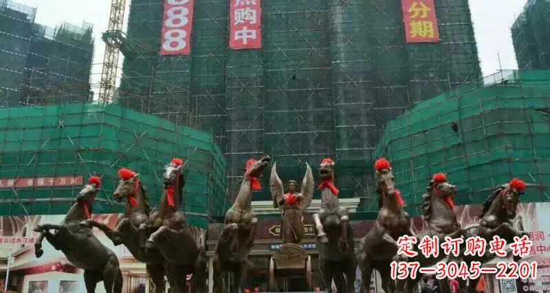南阳阿波罗八匹马踏浪而来景观马群铜雕