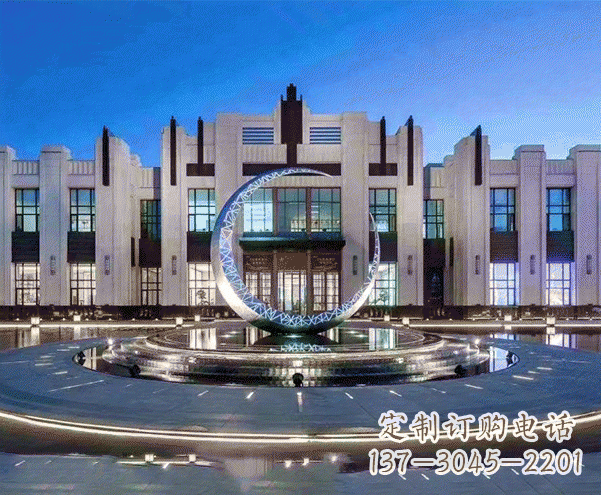 南阳城市不锈钢月亮摆件雕塑