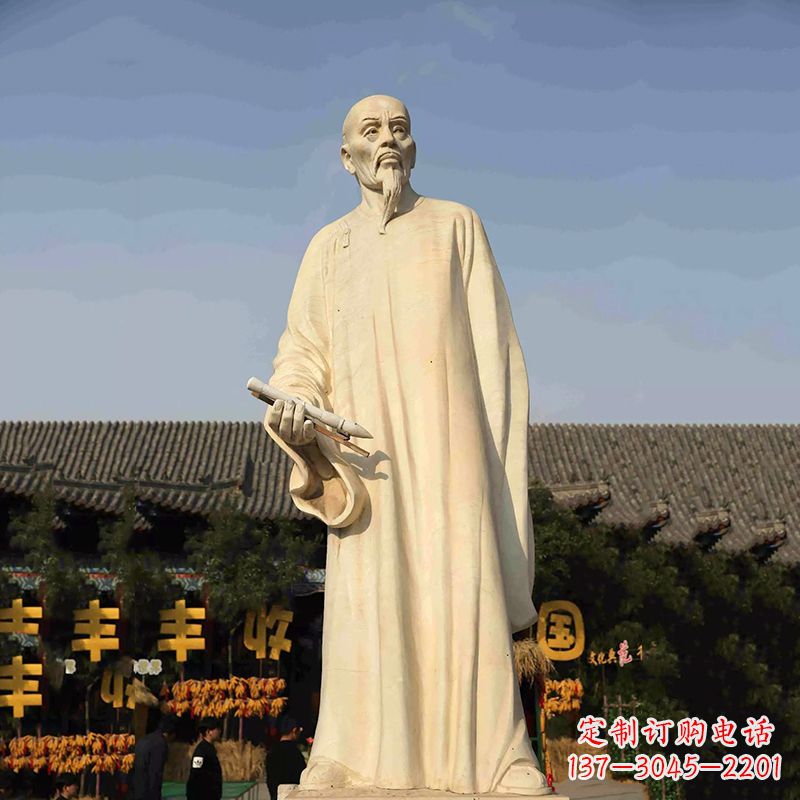 南阳清代书画家郑板桥石雕塑-中国历史名人汉白玉雕像