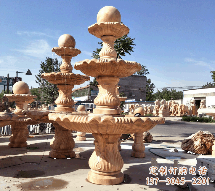 南阳石雕人物喷泉