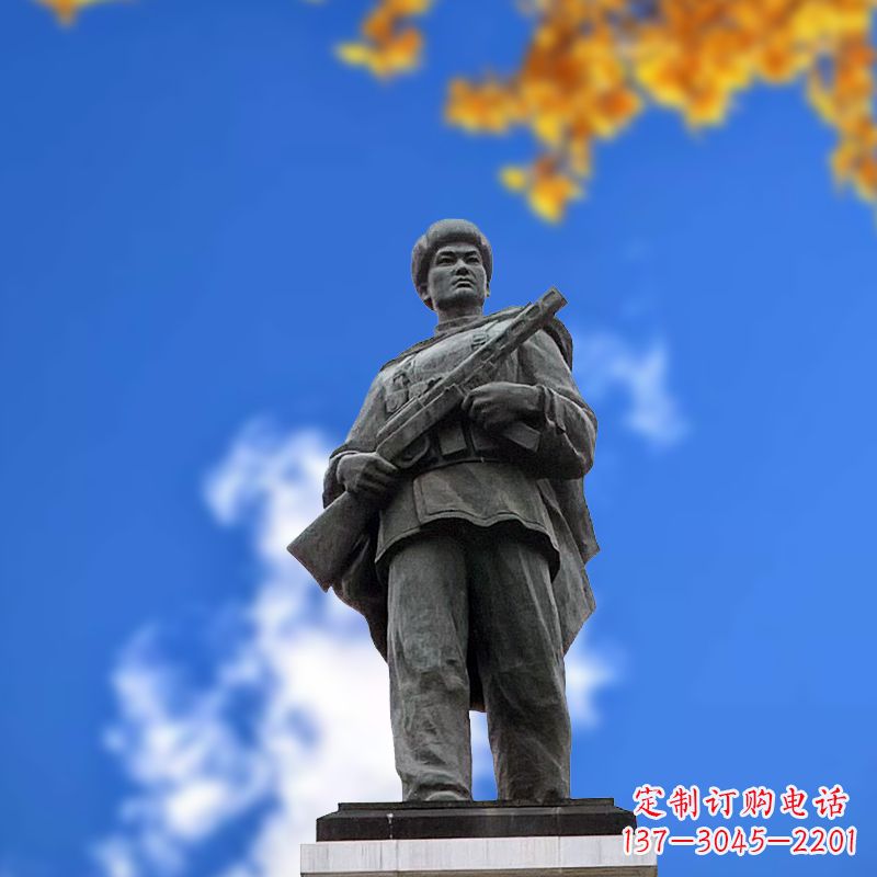 南阳中国著名抗战英雄人物邱少云石雕塑像