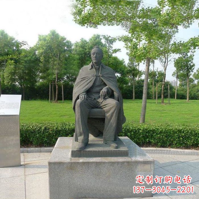 南阳爱迪生坐姿雕塑-公园铸铜世界名人世纪伟人雕像