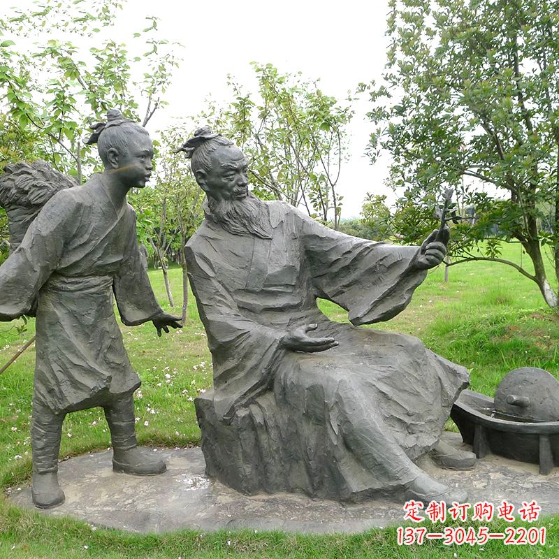 南阳八大山人情景雕塑-中国明末清初知名画家朱耷公园情景小品