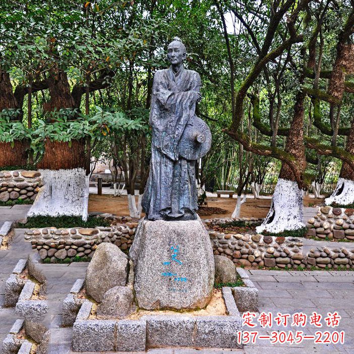 南阳八大山人铜雕塑像-中国古代历史名人著名画家朱耷雕像