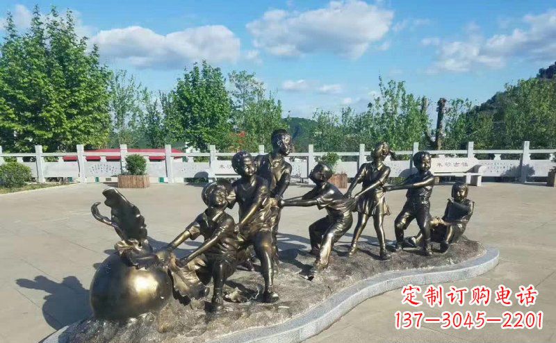 南阳拔萝卜人物铜雕 (2)
