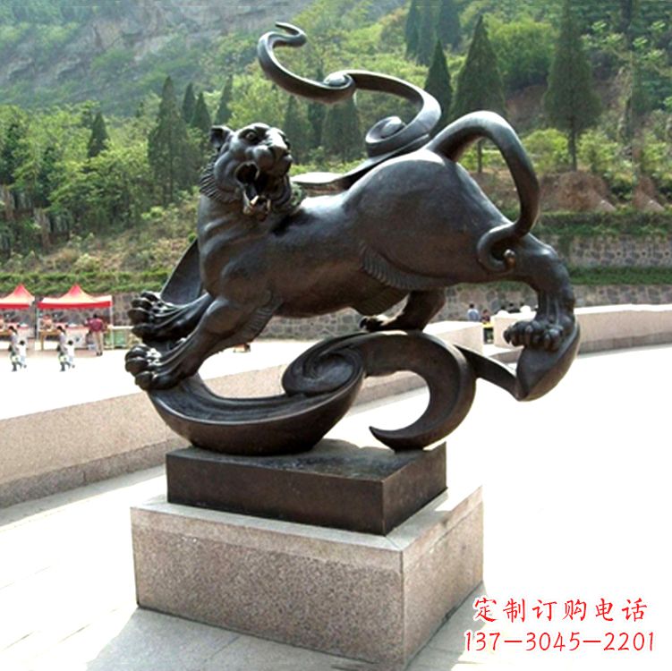 南阳白虎神兽铜雕-纯铜铸造广场文化动物雕塑摆件