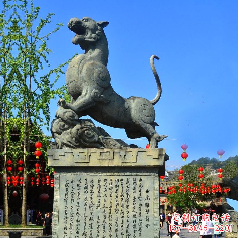 南阳白虎铜雕景观雕塑-景区园林神兽动物标识