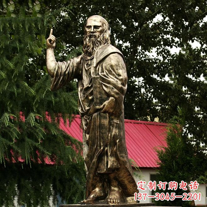 南阳柏拉图玻璃钢仿铜雕像-古希腊哲学家雕塑