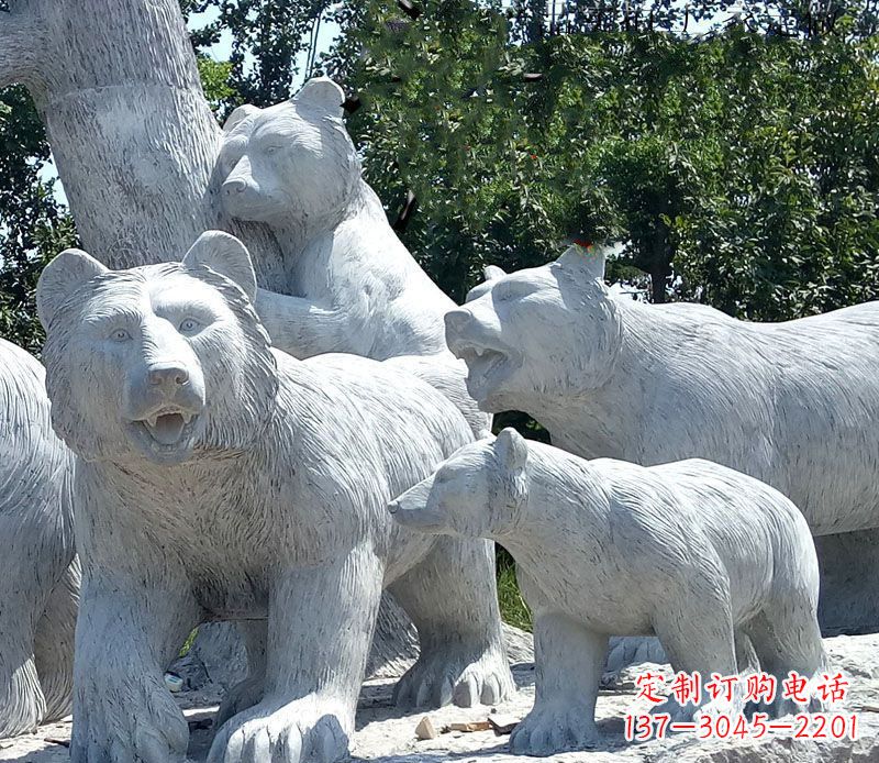 南阳北极熊石雕大理石动物雕塑