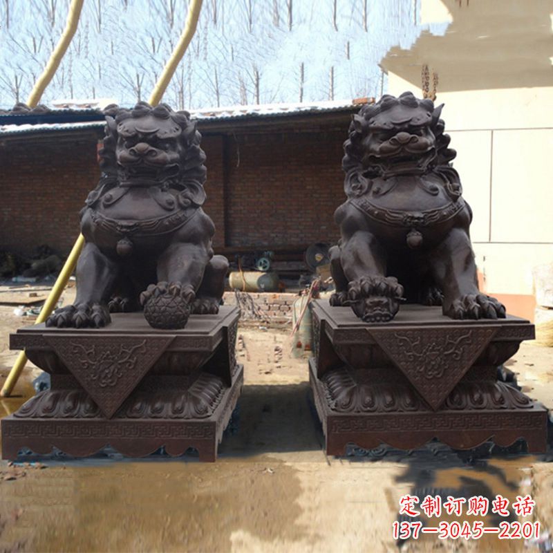 南阳北京狮子铜雕塑-企业商场看门辟邪招财神兽