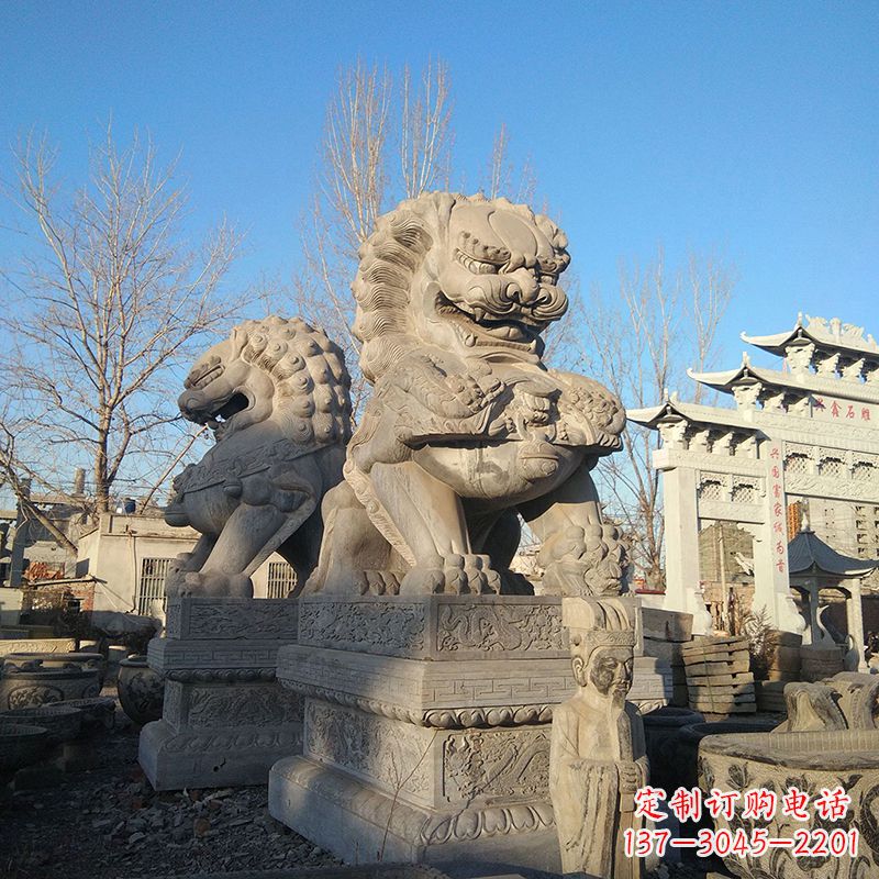 南阳北京石雕狮子-企业楼宇大门动物雕塑摆件