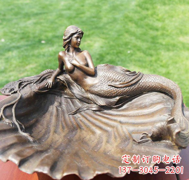 南阳贝壳上的美人鱼园林景观铜雕