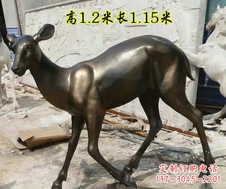 南阳奔跑的小鹿铜雕 (2)