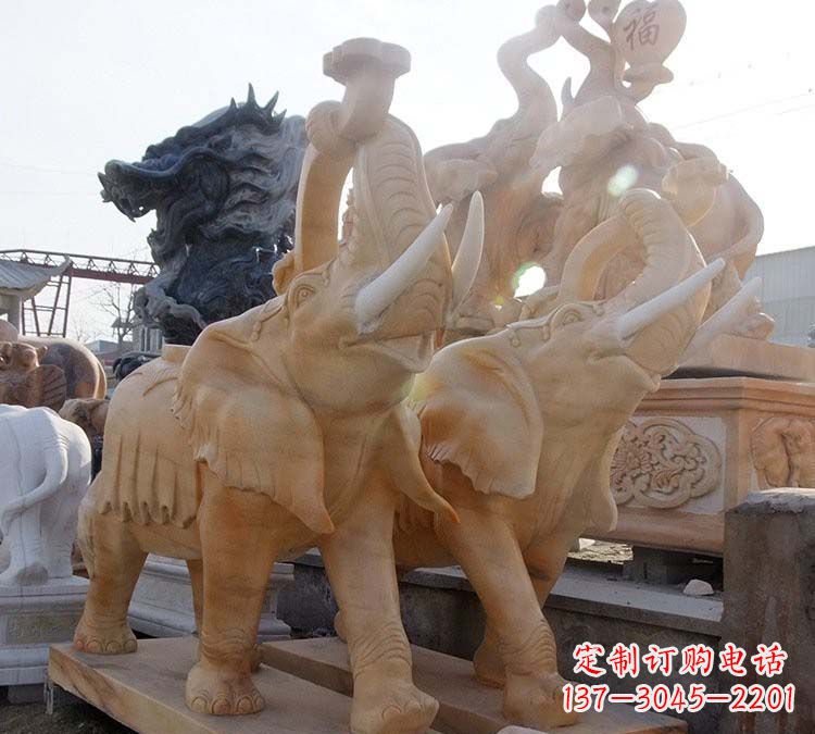 南阳鼻卷如意大象石雕