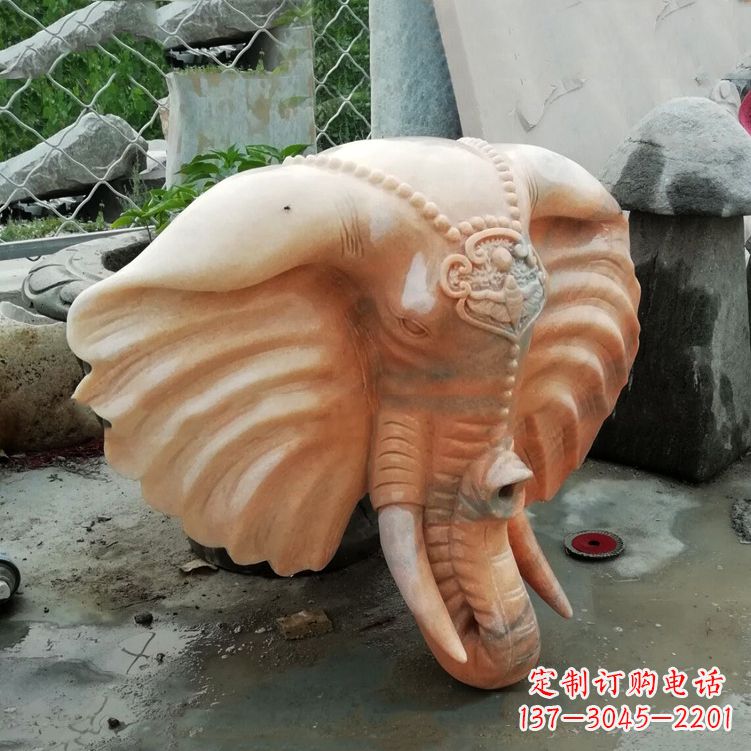 南阳壁挂喷水大象头雕塑