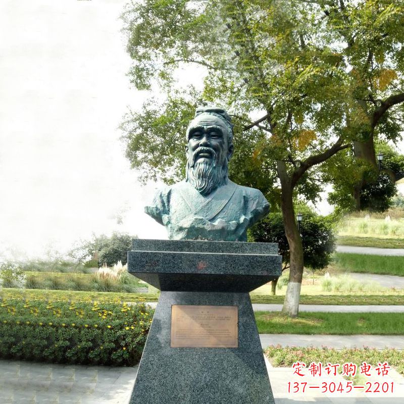 南阳扁鹊石雕头像-公园中国古代十大名医历史著名医学人物雕塑