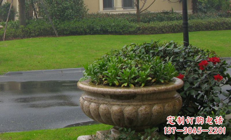 南阳别墅景观大理石花盆石雕 (4)