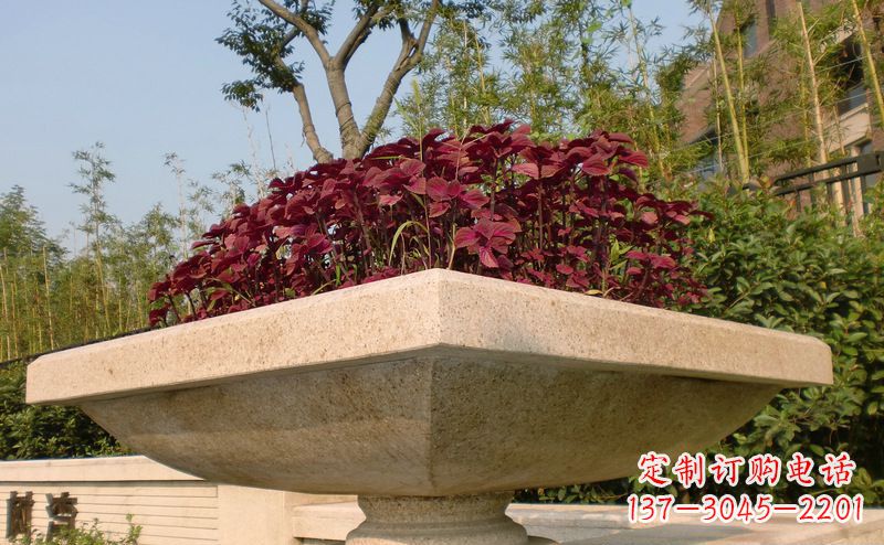 南阳别墅景观大理石花盆石雕_1
