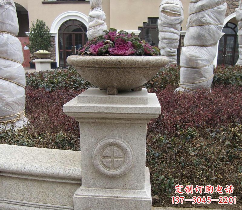 南阳别墅景观大理石花盆石雕_2