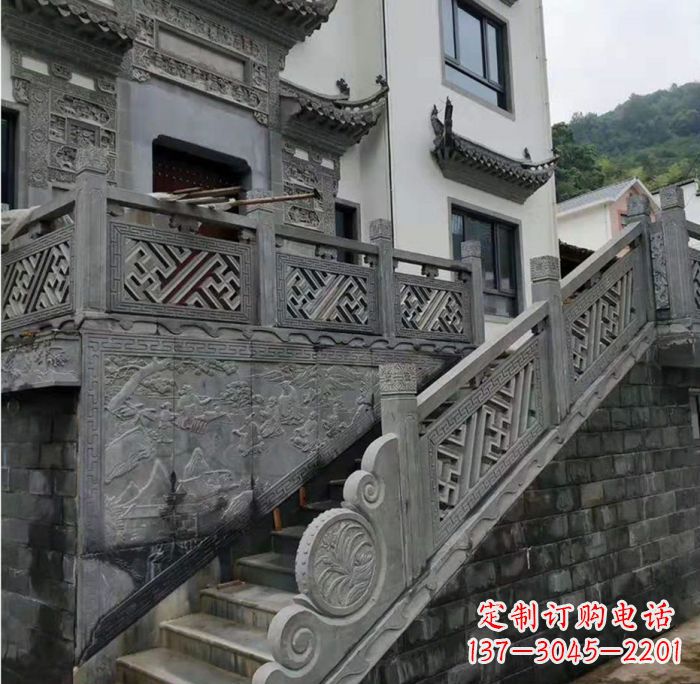 南阳别墅景观仿古石雕栏板_2