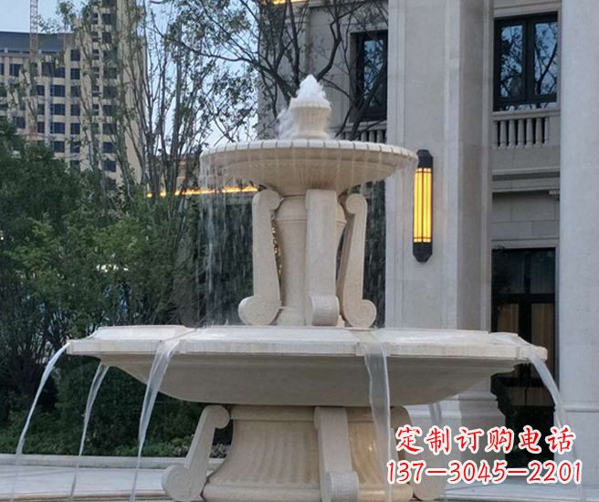 南阳别墅景观汉白玉喷泉石雕 (2)