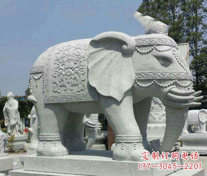 南阳别墅景观缅甸大象石雕