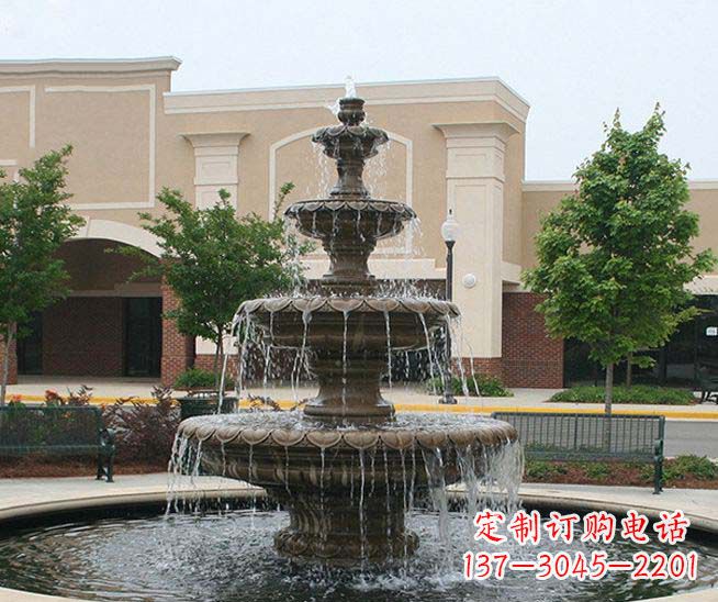 南阳别墅景观石雕多层喷泉雕塑 (3)