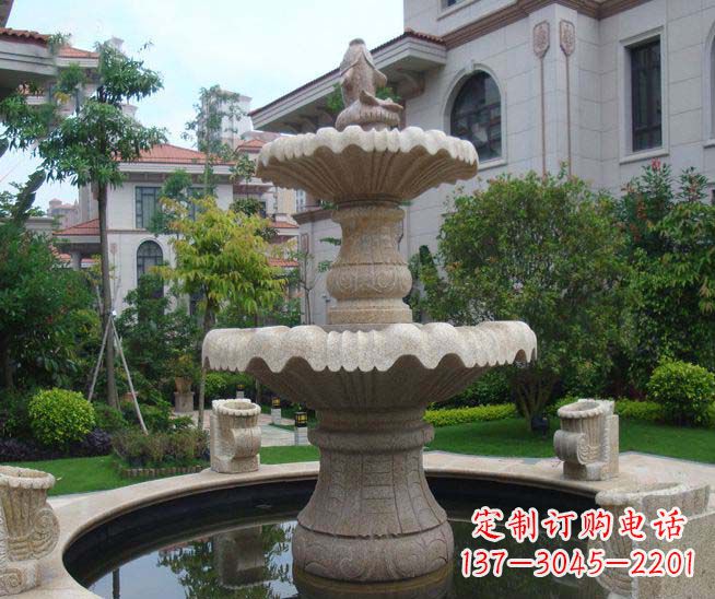 南阳别墅景观石雕多层喷泉雕塑