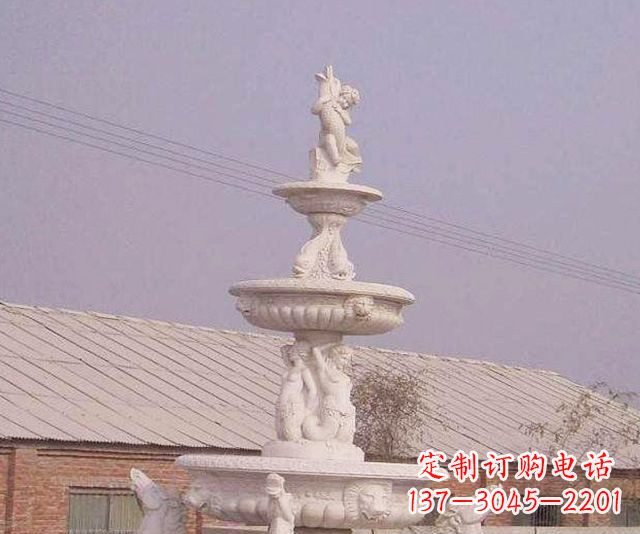 南阳别墅景观天使喷泉石雕 (2)