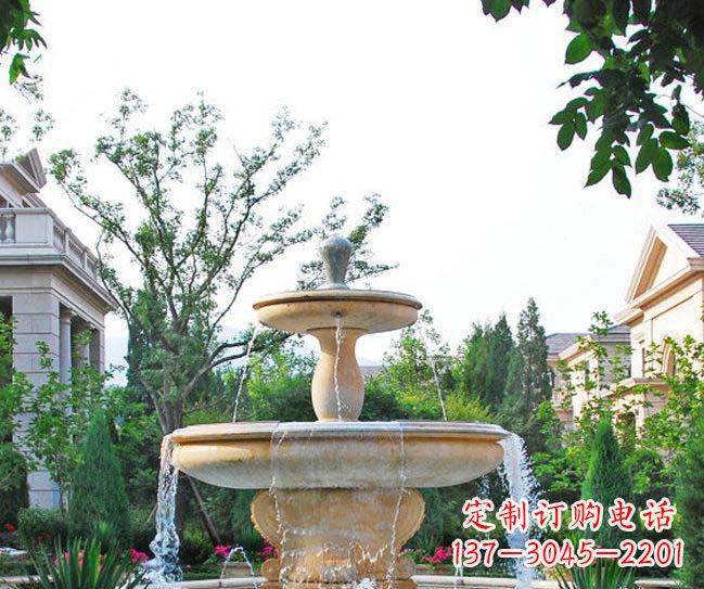 南阳别墅景观晚霞红喷泉石雕