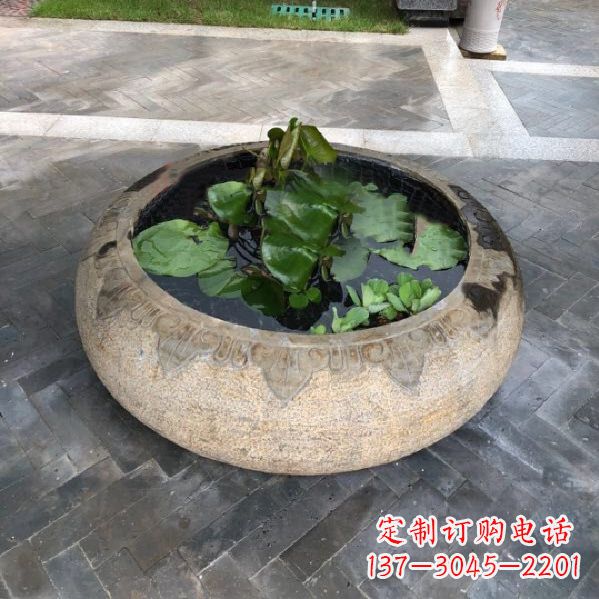 南阳别墅庭院仿古做旧石雕鱼缸