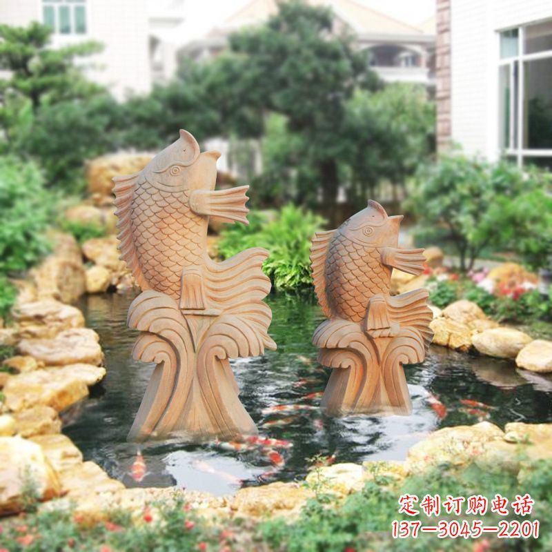 南阳别墅庭院吉祥招财石雕鱼喷泉雕塑