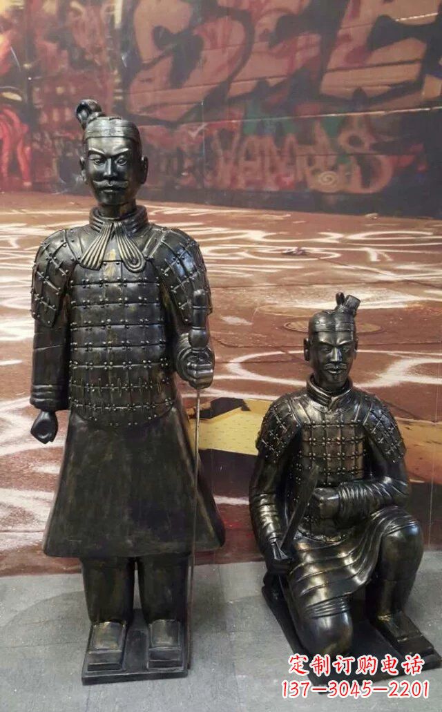 南阳兵马俑玻璃钢仿铜人物雕塑