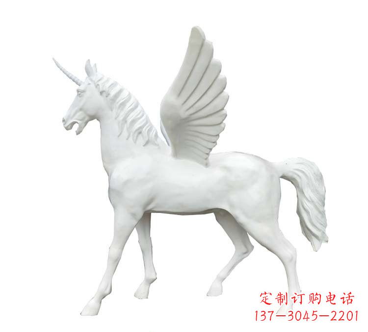 南阳玻璃钢白色飞马雕塑
