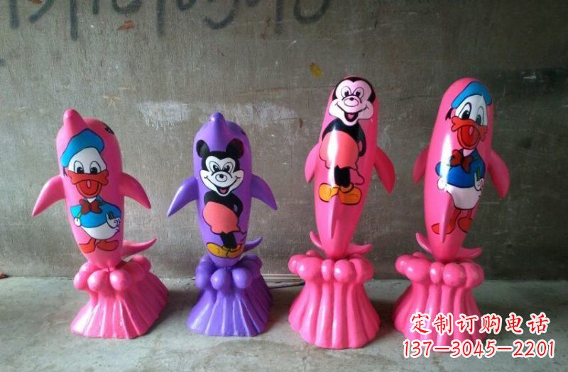 南阳玻璃钢彩绘海豚雕塑