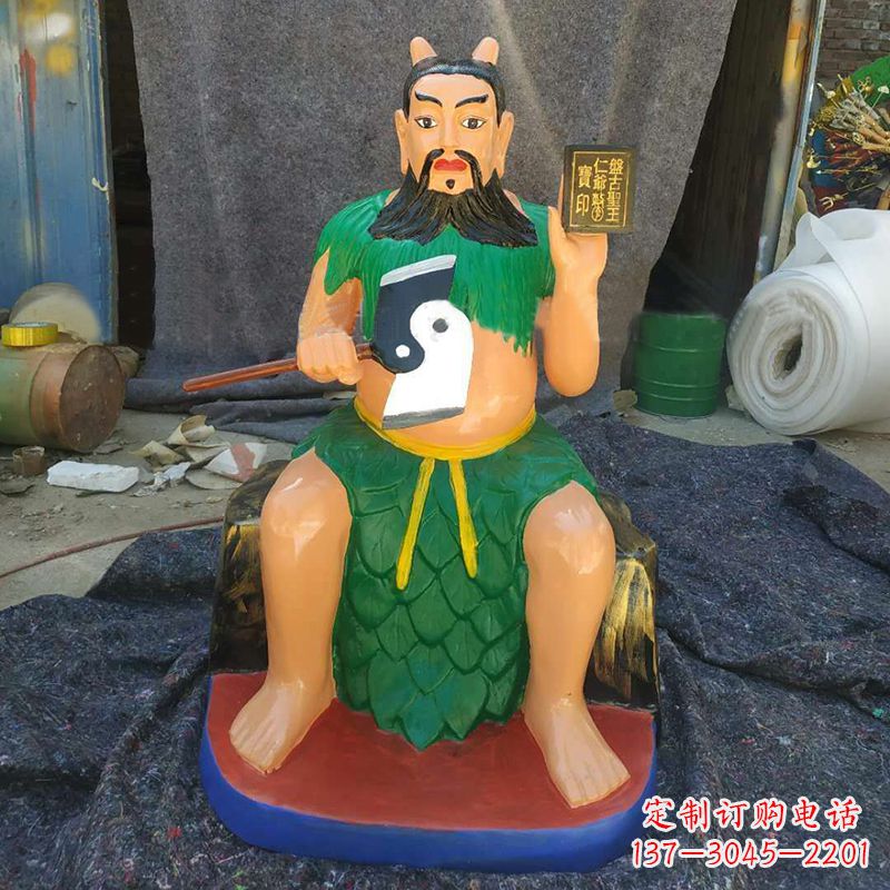 南阳玻璃钢彩绘五榖神农大帝雕像