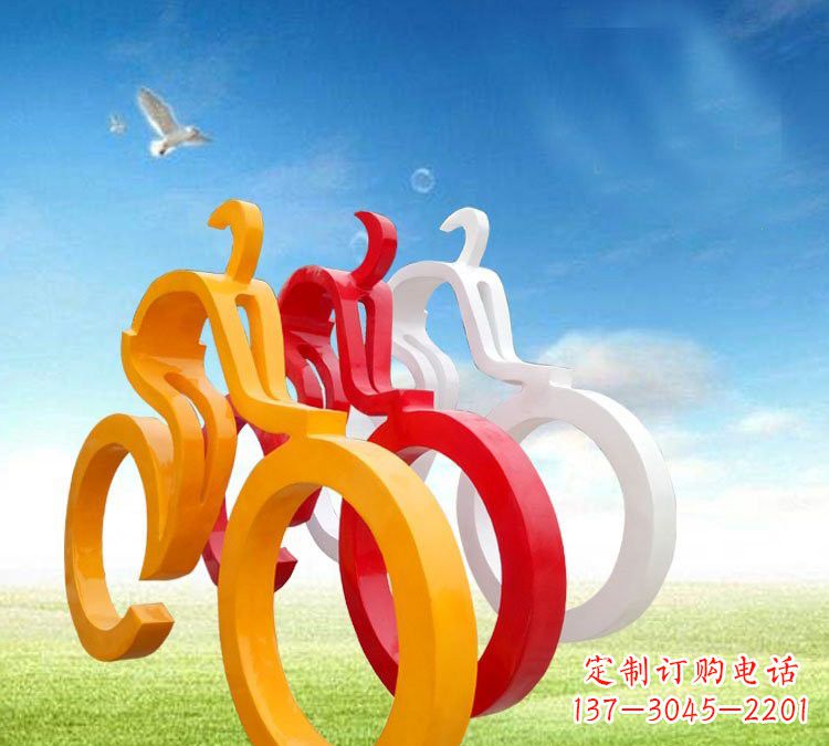 南阳玻璃钢抽象骑自行车人物