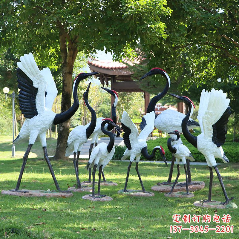 南阳玻璃钢丹顶鹤雕塑