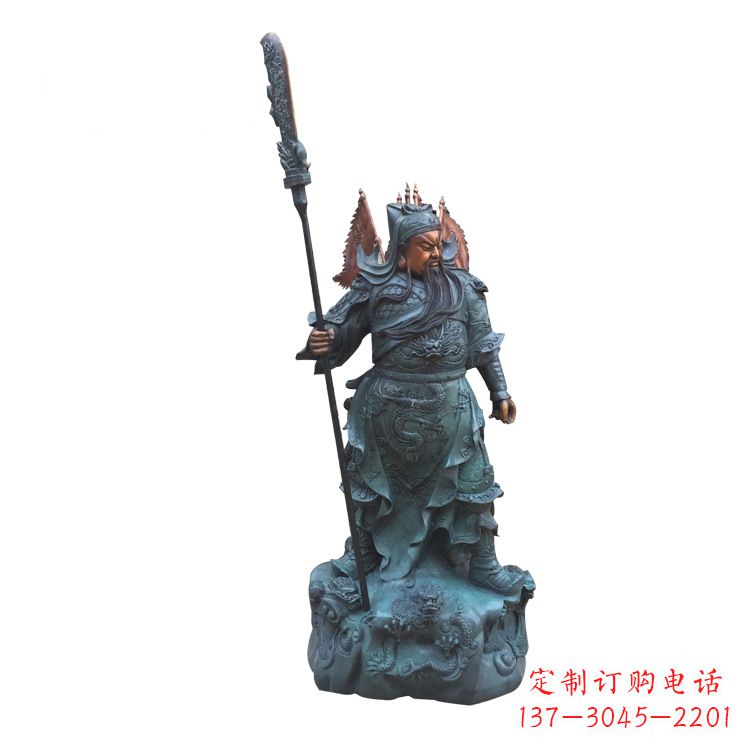 南阳玻璃钢仿铜彩绘关公像