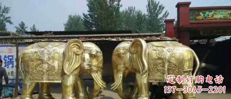 南阳玻璃钢仿铜大象公园动物雕塑