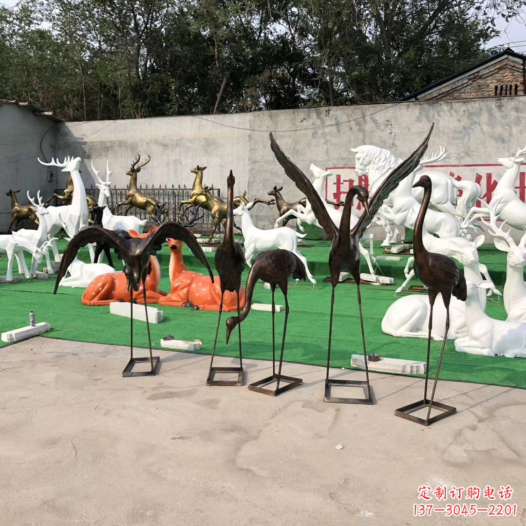 南阳玻璃钢仿铜雕塑仙鹤