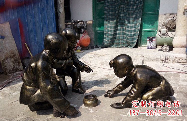 南阳玻璃钢仿铜斗蛐蛐的古代儿童
