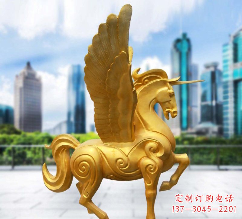 南阳玻璃钢仿铜飞马独角兽雕塑