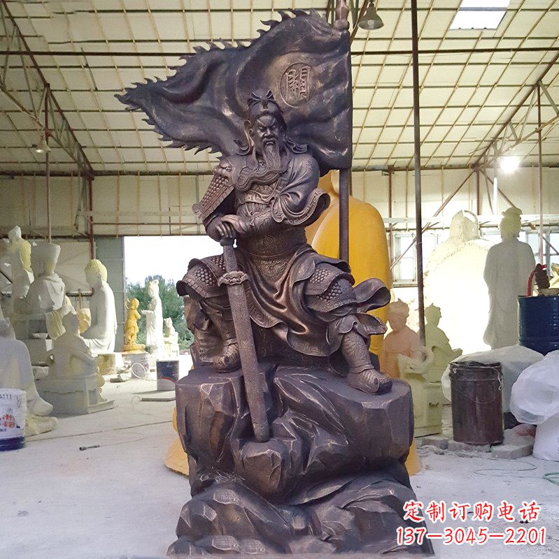 南阳玻璃钢仿铜关公雕塑