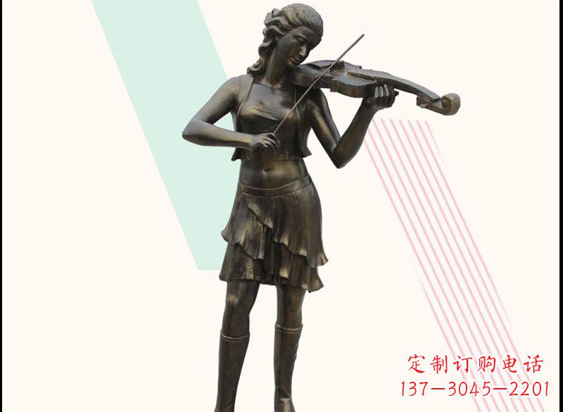 南阳玻璃钢仿铜拉小提琴的女孩