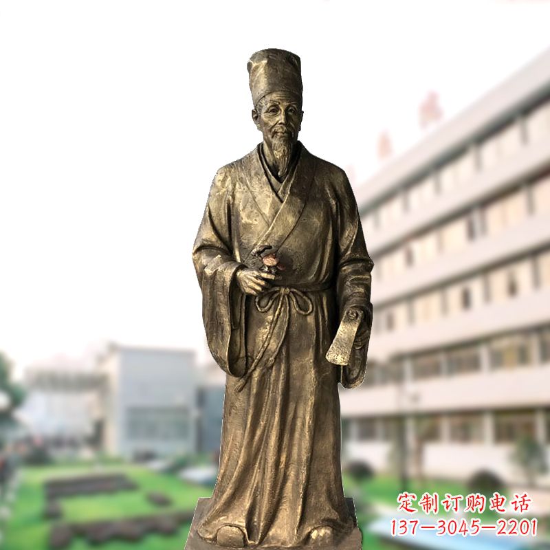 南阳玻璃钢仿铜李时珍塑像-医院医学院药圣雕塑