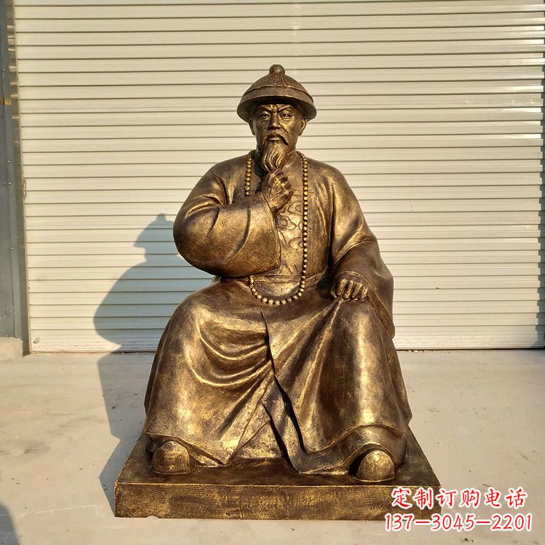 南阳玻璃钢仿铜林则徐坐姿雕像